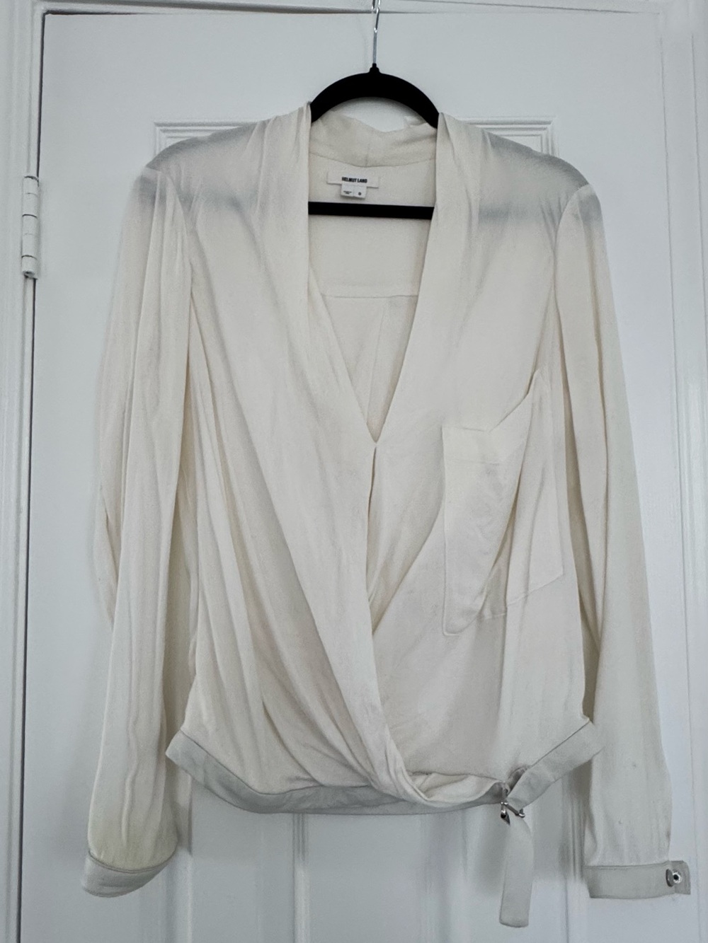 Helmut Lang Wrap-Front Blouse - Elegant Women's Top Leather trim